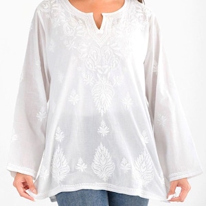 White Embroidered Saheli Cotton Tunic