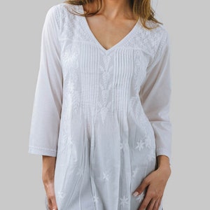 Divya White Hand Embroidered Tunic