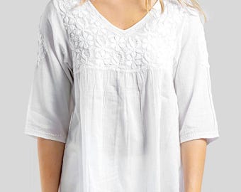 White Ramani Embroidered Top