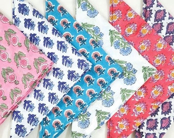 Jaipur Square Floral Block Print Cloth Napkins: Set of 6