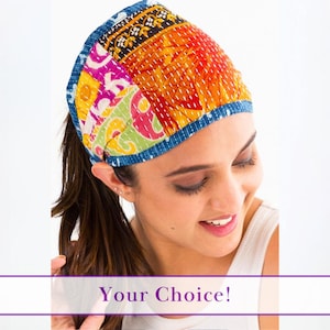 May include: A colorful patchwork headband with a blue border. The headband features vibrant orange, pink, and green patterns. The text "Your Choice!" is displayed below the headband.