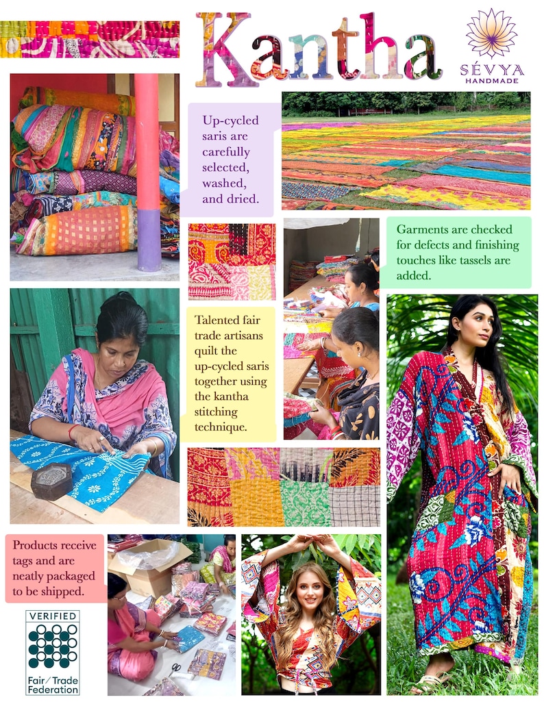 Patchwork Kantha Drawstring Backpack: Assorted Colors image 10