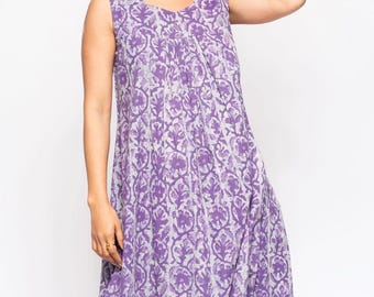 Purple Manisha Cotton Sleeveless Dress