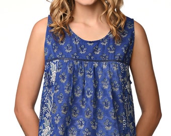 Pavitra Block Print Sleeveless Tops