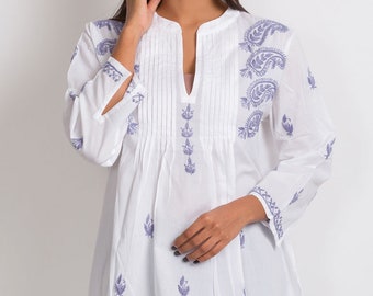 Kamalika Lavender Paisley Embroidered Tunic