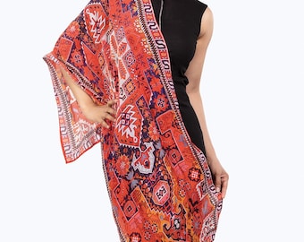 Red Multicolor Kavita Scarf