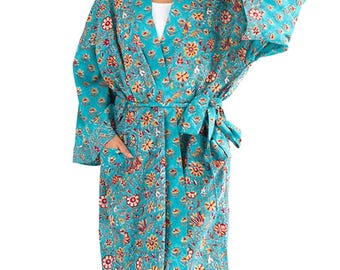 Fair Trade Floral Block Print Robes - Multiple Prints