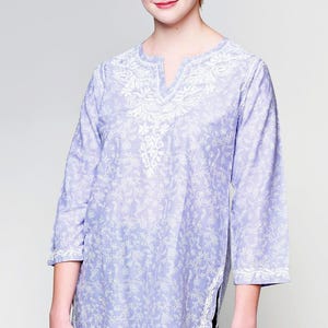 Devaki Cotton Embroidered Tunic Top