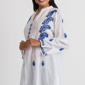 Kamalika White & Navy Embroidered Tunic image 2