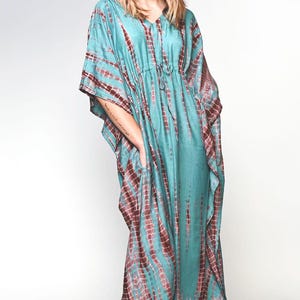 womens brown shirt dress Seridie Silk Slip Dress in Teal Multi Mix Feather main image 0