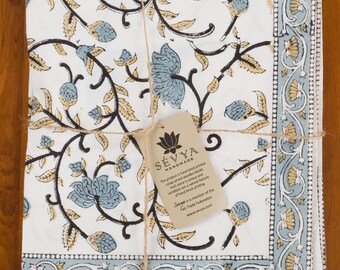 Juego de servilletas con estampado floral en bloques plateados