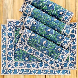 Tovagliette Sage & Blue Floral, set da 6