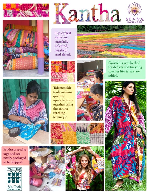 Giacca Kantha Patchwork Indiana In Seta – Kimono Lungo Reversibile – Viola – Fatto A Mano – Taglia Unica - 2