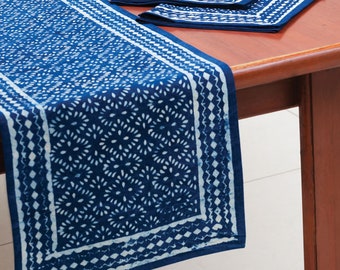 Indigo Block Print Table Runner