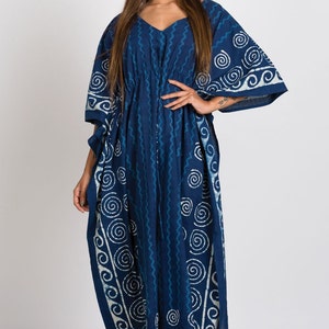 Spiral Block Print Caftan Dress