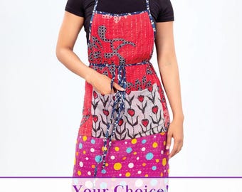 Colorful Patchwork Kantha Kitchen Apron: Your Choice