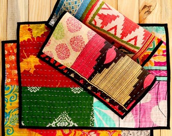 Patchwork Kantha Placemats, Set of 4: Assorted Colors