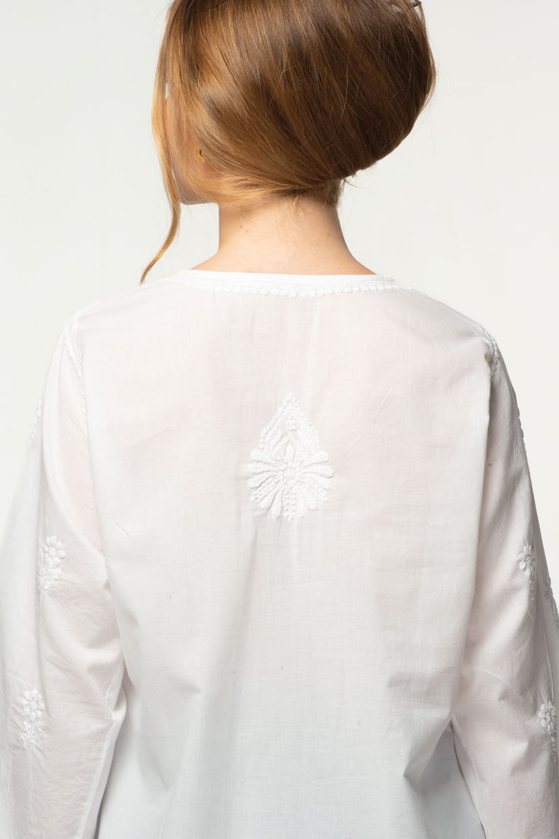 Tara White Embroidered Tunic image 3