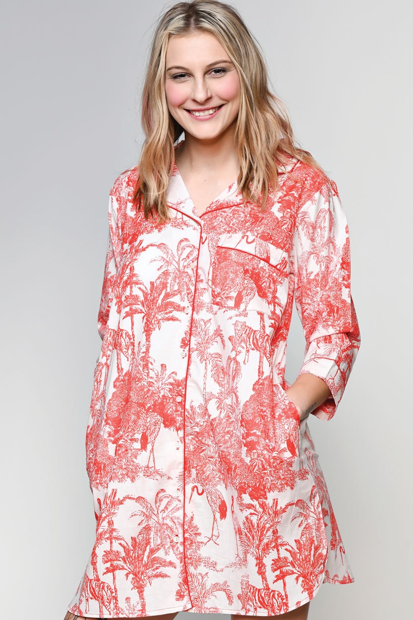 Soft Cotton Nightshirt Women Button Down Nightgown, Cute Sleep