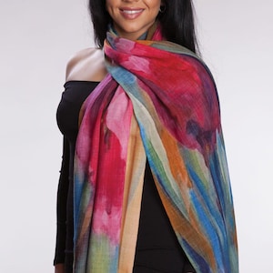 Mehrfarbige Reena Aquarell Wraps aus Wolle