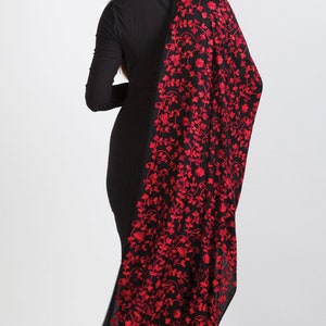 Rani Black & Ruby Floral Embroidered Shawl image 2