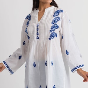 Kamalika White & Navy Embroidered Tunic image 3