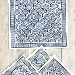 Blue Lotus Block Print Napkins