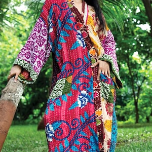 Colorful Kantha Kimono Robe