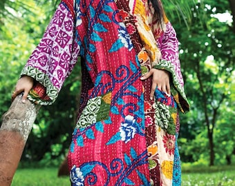 Colorful Kantha Kimono Robe