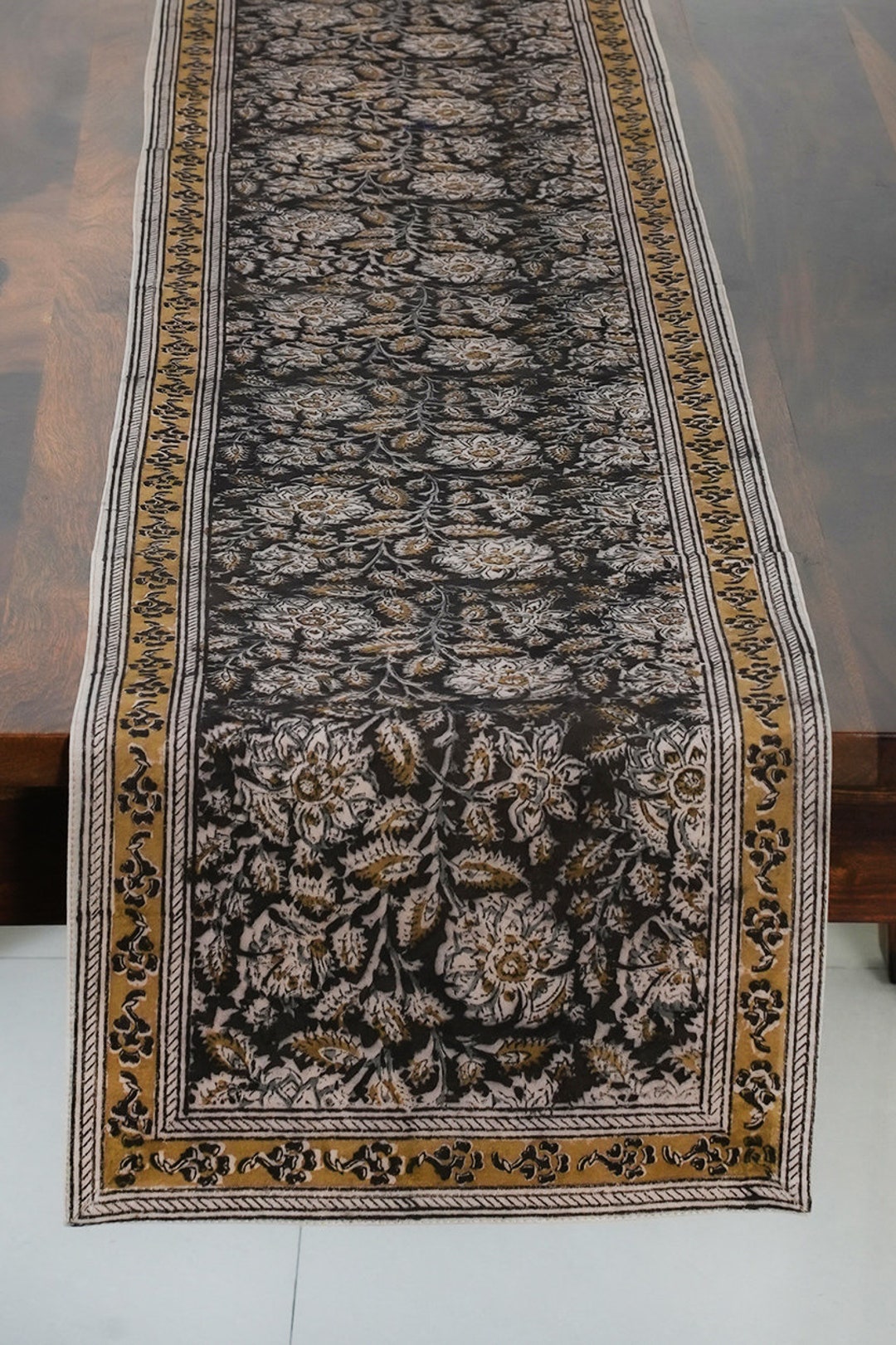 Black - Kalamkari Block Print Table Napkin (Set of 4) 25