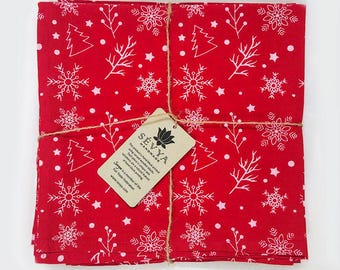 Red Holiday Snowflake Napkins: Set of 6
