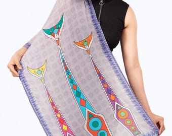 Folk Art Cat Scarf
