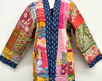 Reversible Patchwork Kantha Quilted Sari Jacket