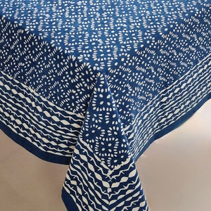 Square Indigo Block Print Tablecloth