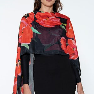 Samiya Red Poppies Scarf