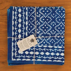 Indigo Geometric Block Print Napkin Set