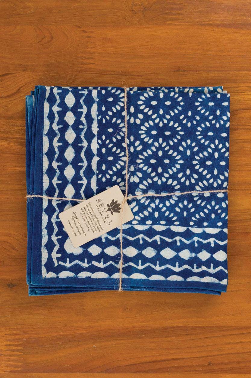 Natural Indigo Block Print Napkins Natural Indigo Block Print Napkins