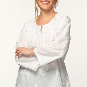 Tara White Embroidered Tunic image 4