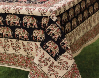 Elephant Kalamkari Block Print Tablecloth