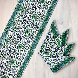 Green & Blue Jaipur Floral Block Print Table Runner image 5