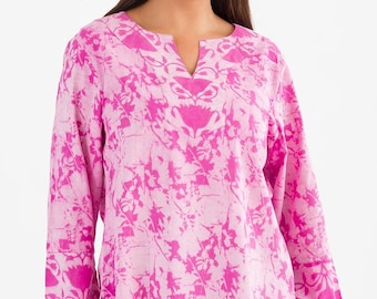 Túnica rosa con estampado de bloques Devani