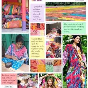 Patchwork Quilted Kantha Kimono Reversible Jacket: Assorted Colors, Oversized, Wide Sleeves image 10