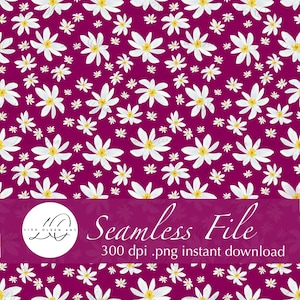Design di superficie senza soluzione di continuità con fiori bordeaux e bianchi per stampe digitali - Download immediato in formato PNG a 300 DPI per tessuti, carte digitali, bicchieri