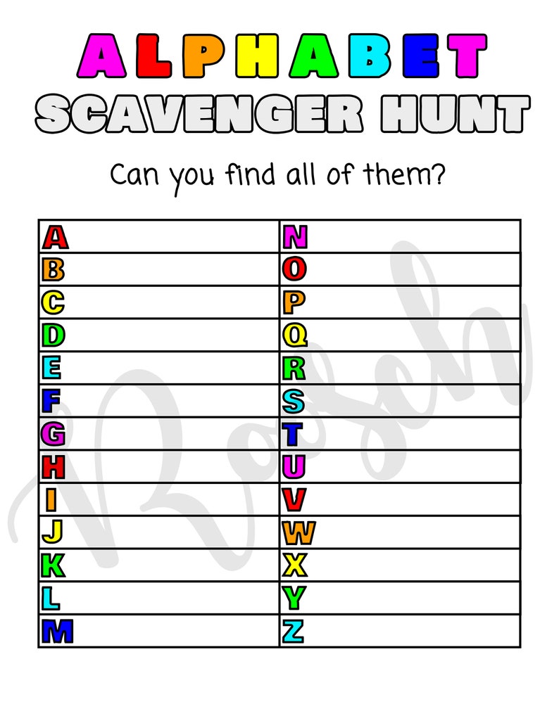 Alphabet Scavenger Hunt Printable Kids Printables Etsy