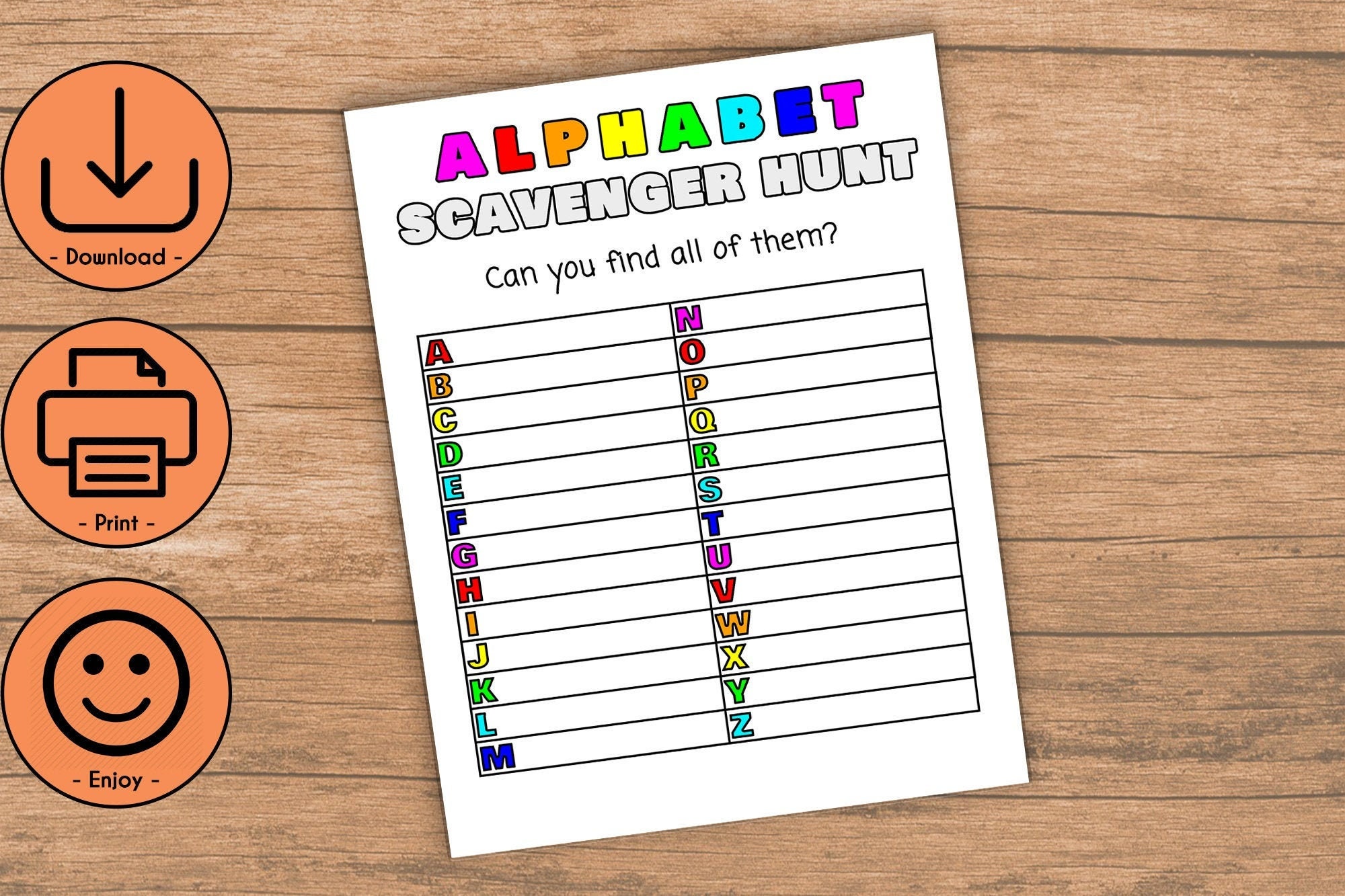 alphabet scavenger hunt printable kids printables etsy ireland
