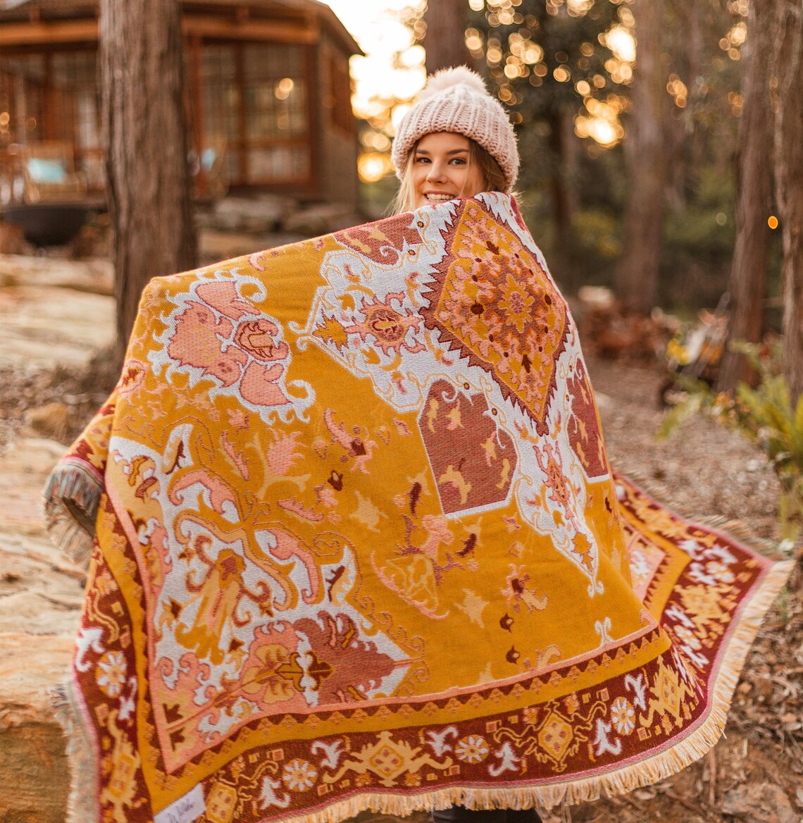 Golden Hour Boho Picnic Rug Picnic Blanket Woven Throw Etsy
