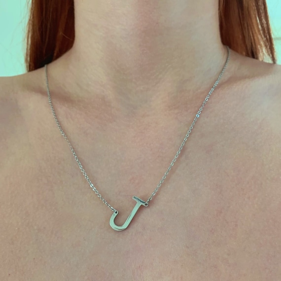 Big Letter Initial Alphabet Necklace for Women Men and