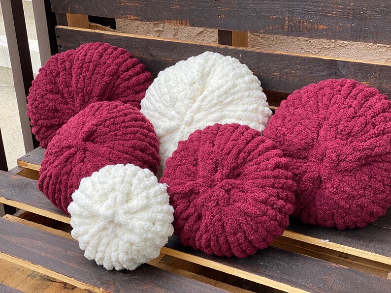 Chunky Knit Round Pillow / Chenille Chunky Knit Pillow Poof / Etsy