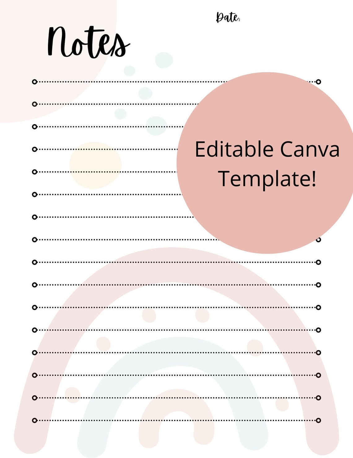 Editable Notes Template for Canva - Etsy