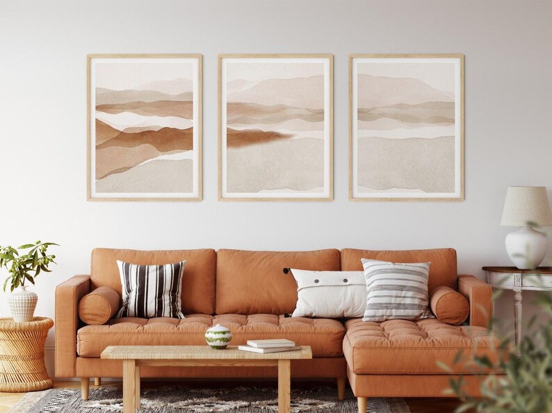 Set of 3 Neutral Wall Art Abstract Painting Wall Art Prints Etsy